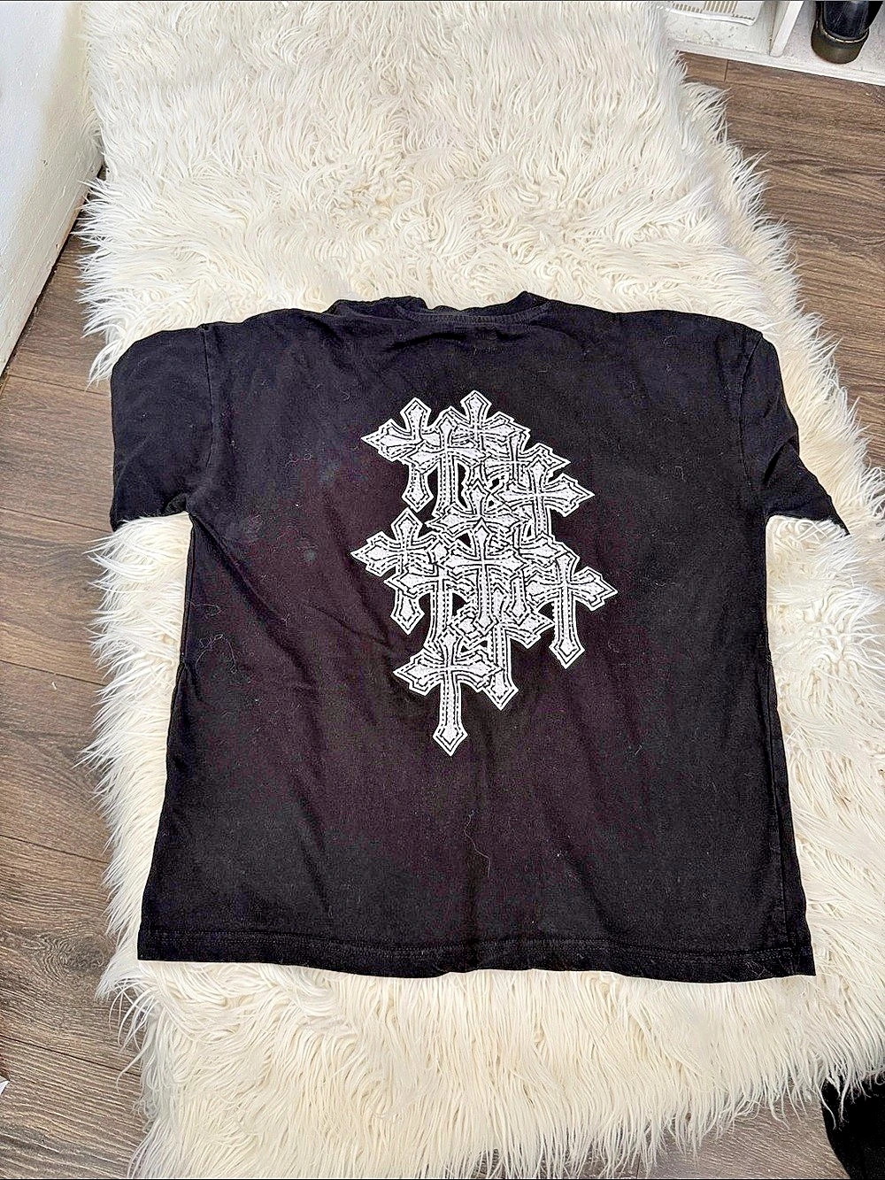 FWRD Denim Embellished Cross Graphic Tee in Black Size Medium